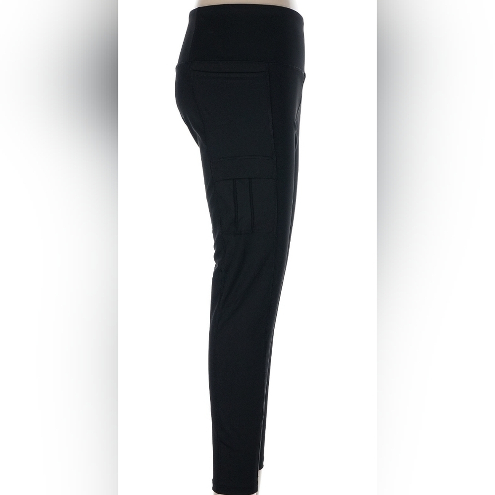LEG3ND Black/Gray Cargo Pocket Athletic Leggings Activewear Size Small